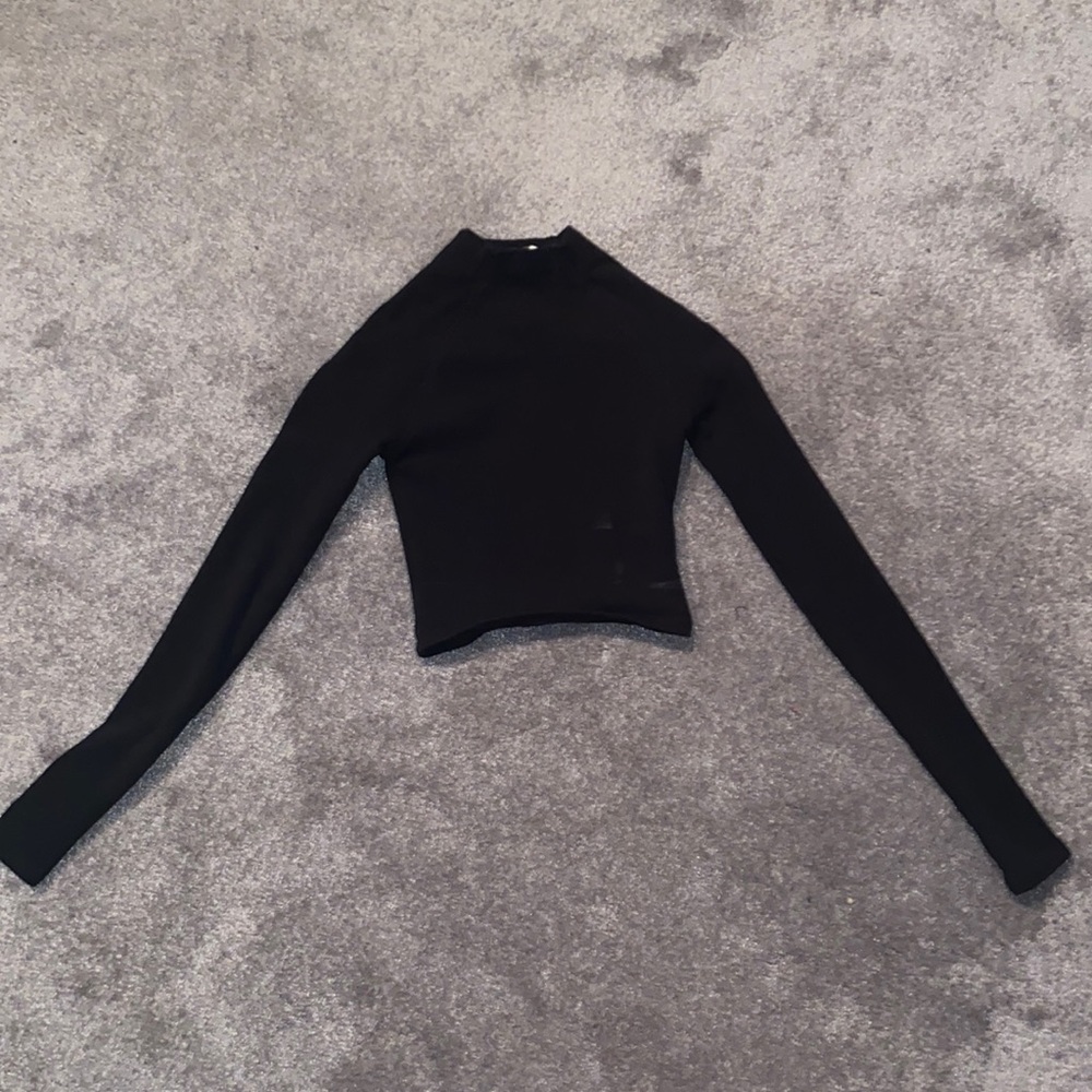 Black Zara Turtleneck Crop Long Sleeve